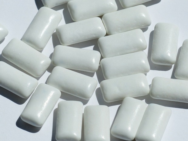 white nicotine gum on a white background