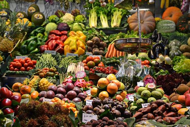 various fruit and vegetables in a market