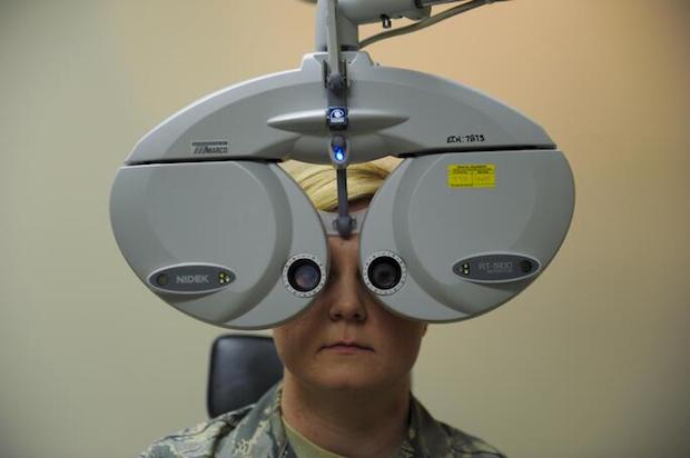 a person getting their eyesight tested